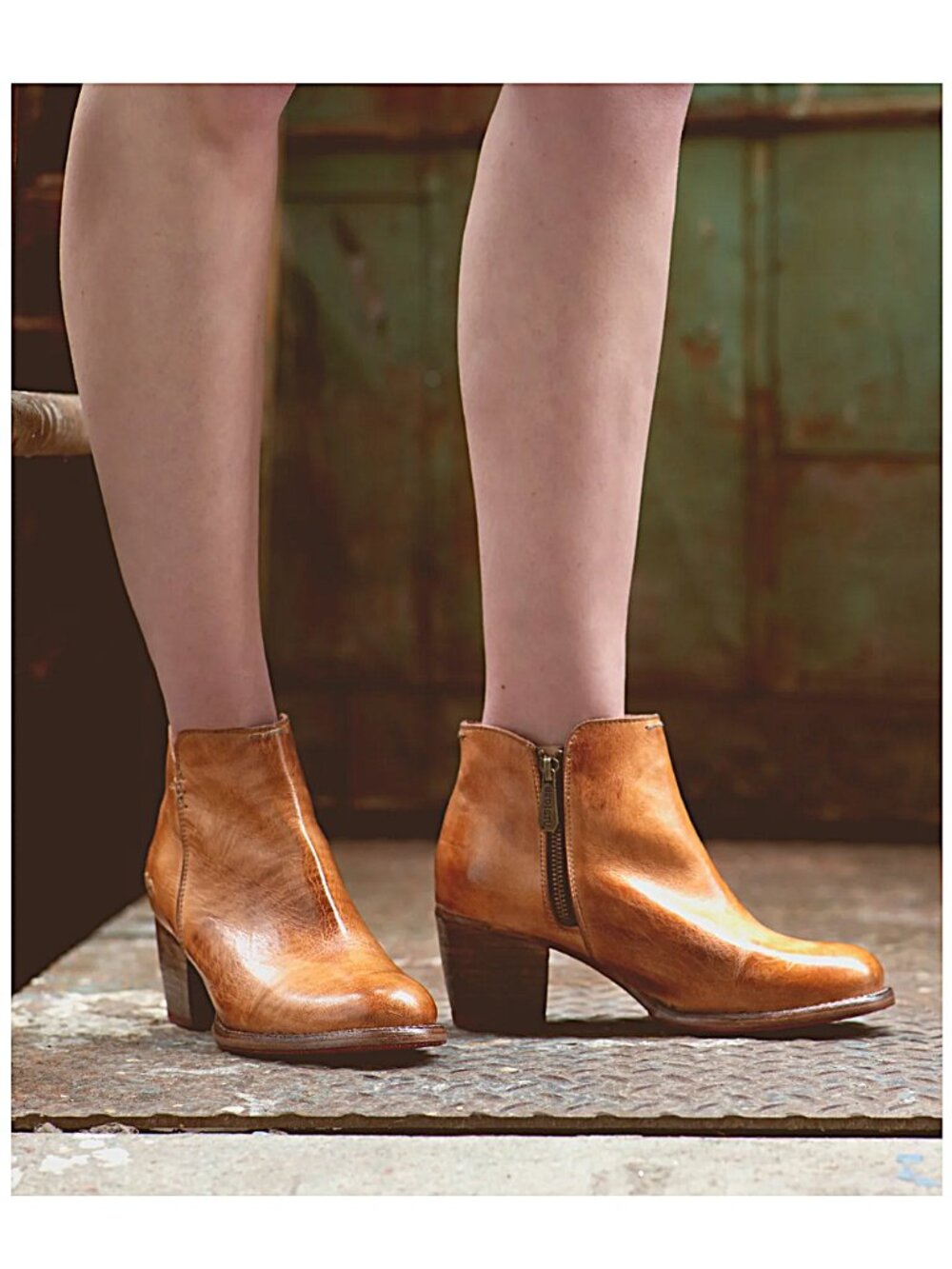 BED/STU Yell Leather Zipper Ankle & Booties _Tan Rustic-